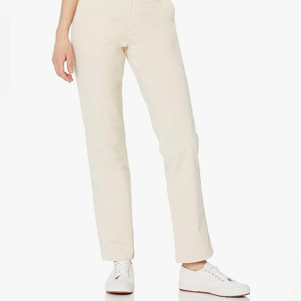 Cargo cream no holes straight leg no pockets pants